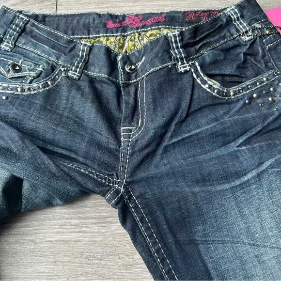 NWT Rock  And Roll Cowgirl Studded Low Rise Bootcut Jeans - Picture 4 of 13
